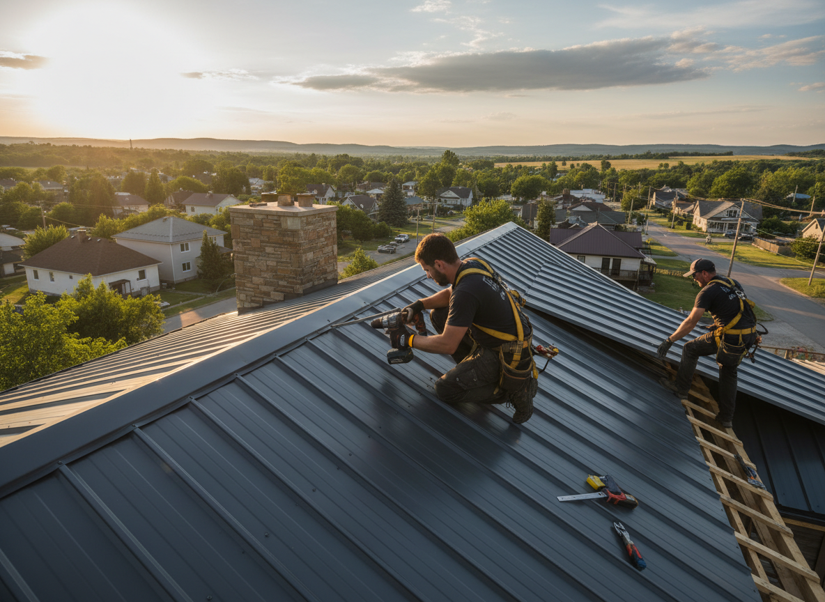 Metal roof installation in Union