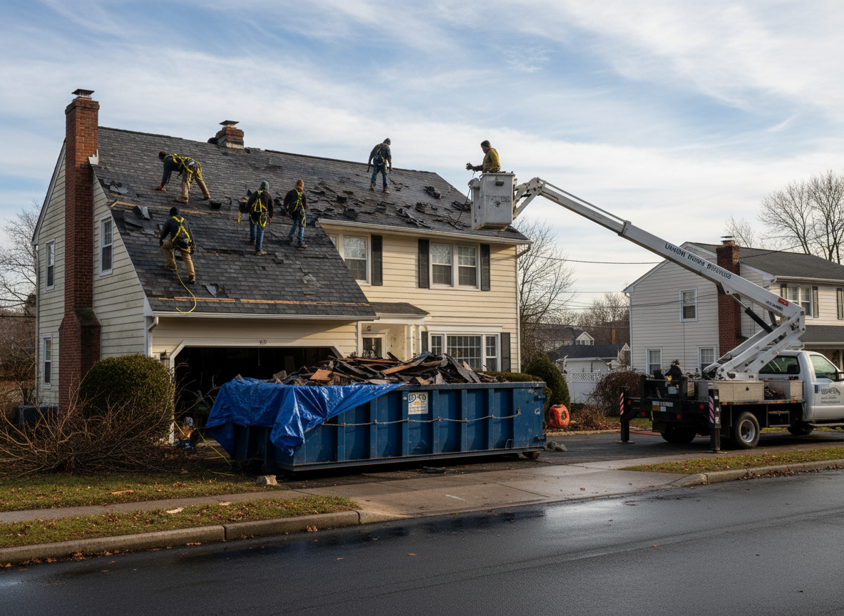 Storm damage roof repair in Union